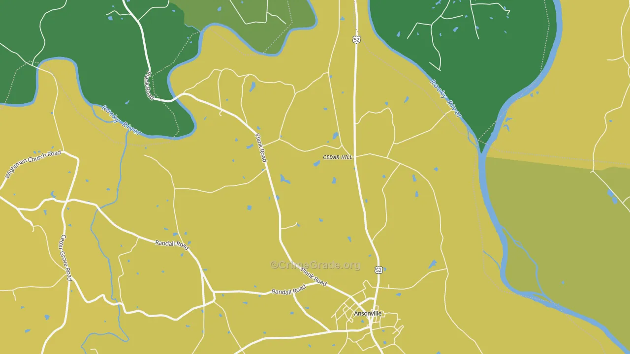 Cedar Hill, NC Map of Vehicle Theft Rates