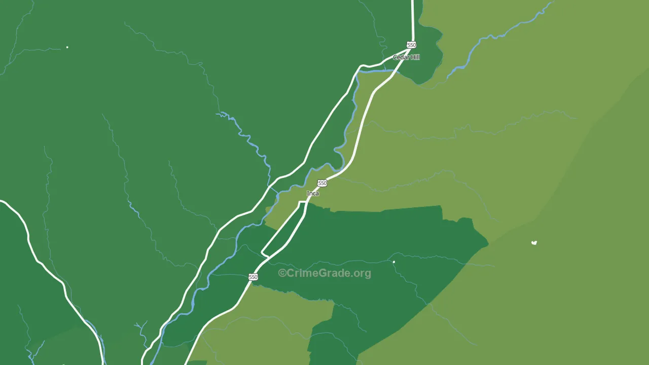 Cedar Hill, NM Map of Vehicle Theft Rates