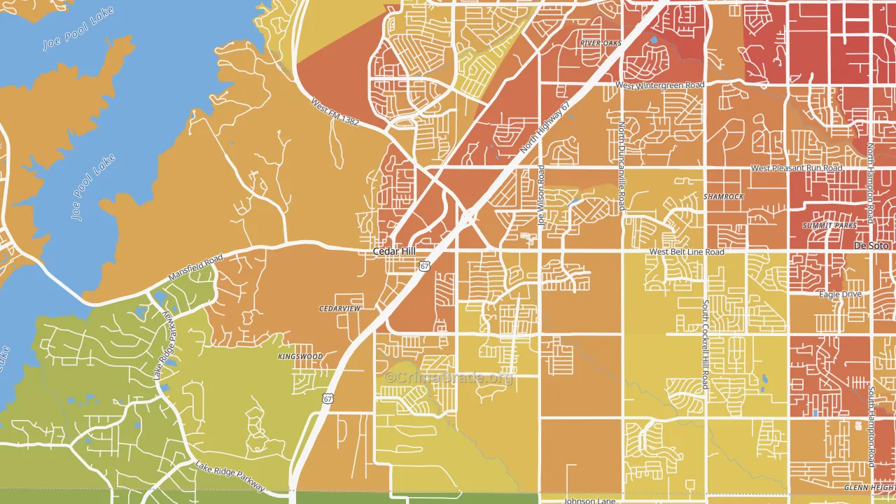 Cedar Hill, TX Map of Vehicle Theft Rates
