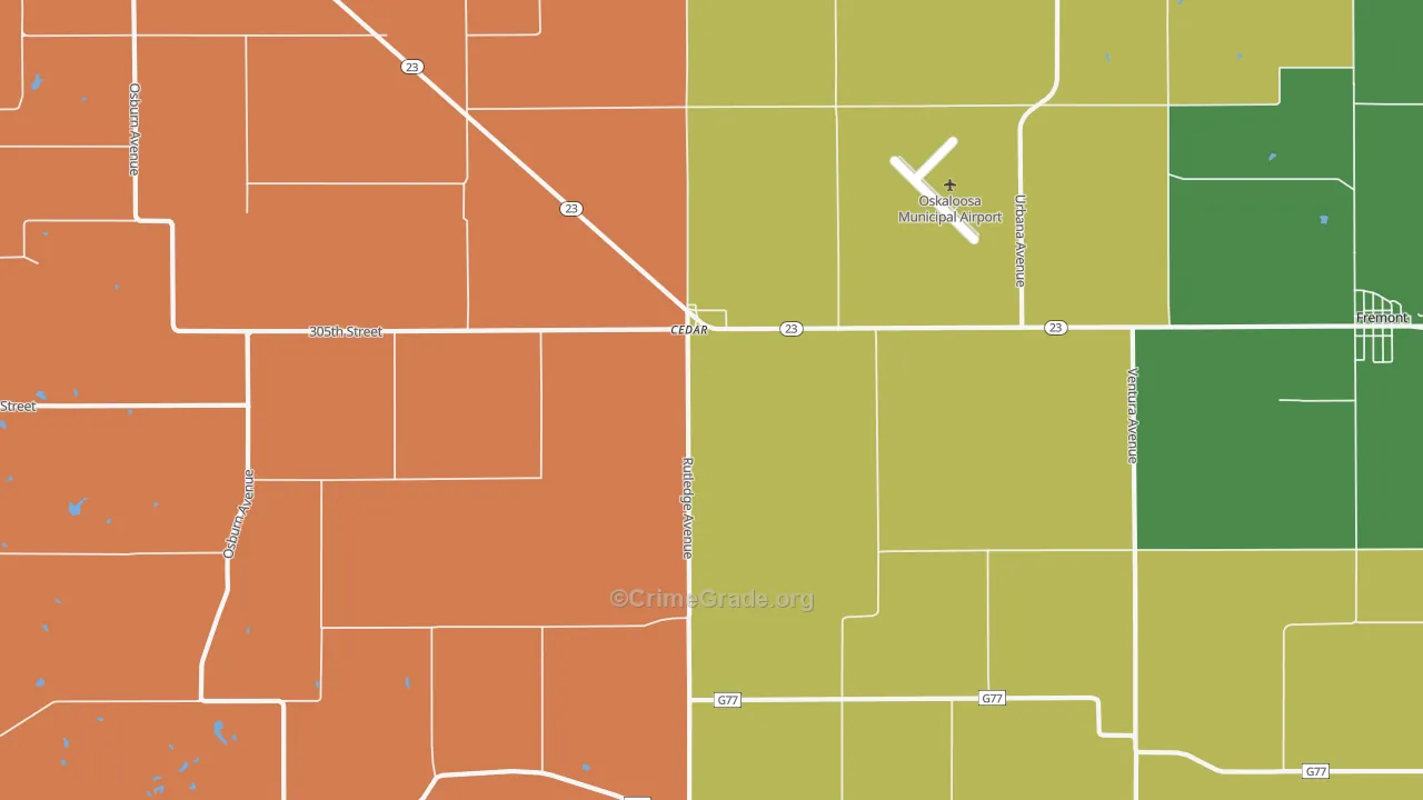 Cedar, IA Map of Vehicle Theft Rates