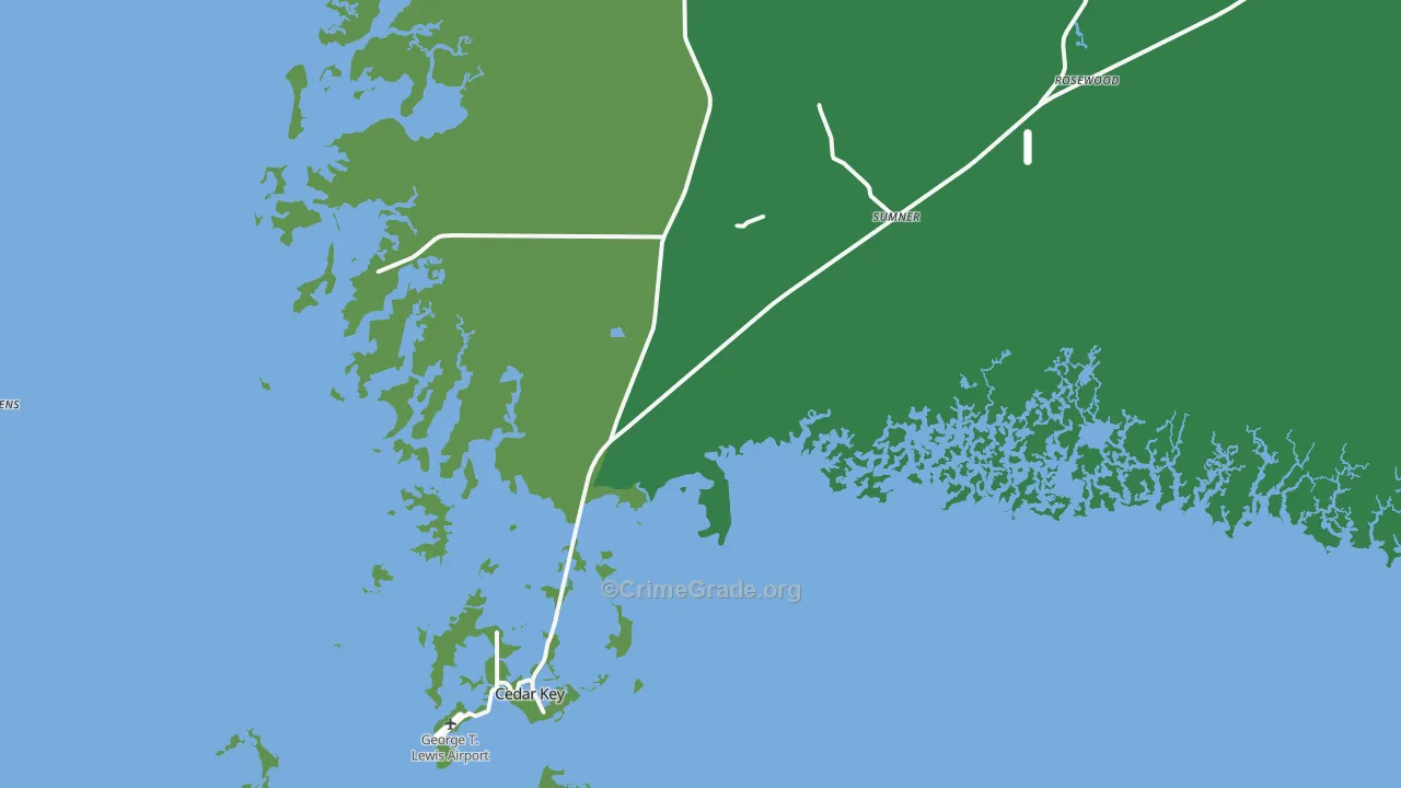 Cedar Key, FL Map of Vehicle Theft Rates