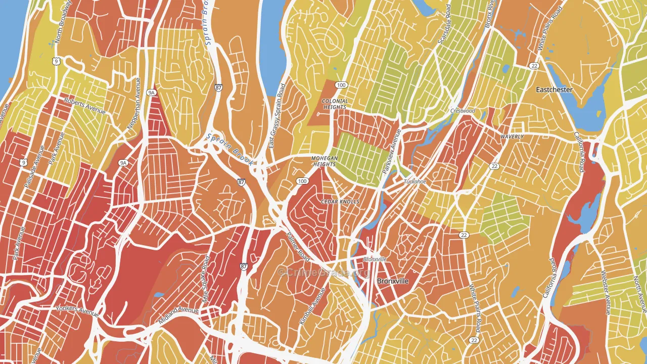 Cedar Knolls, Bronxville, NY Map of Vehicle Theft Rates