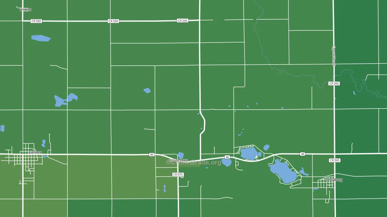 Cedar Lake, MI Map of Vehicle Theft Rates