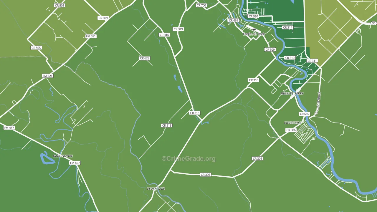 Cedar Lake, TX Map of Vehicle Theft Rates