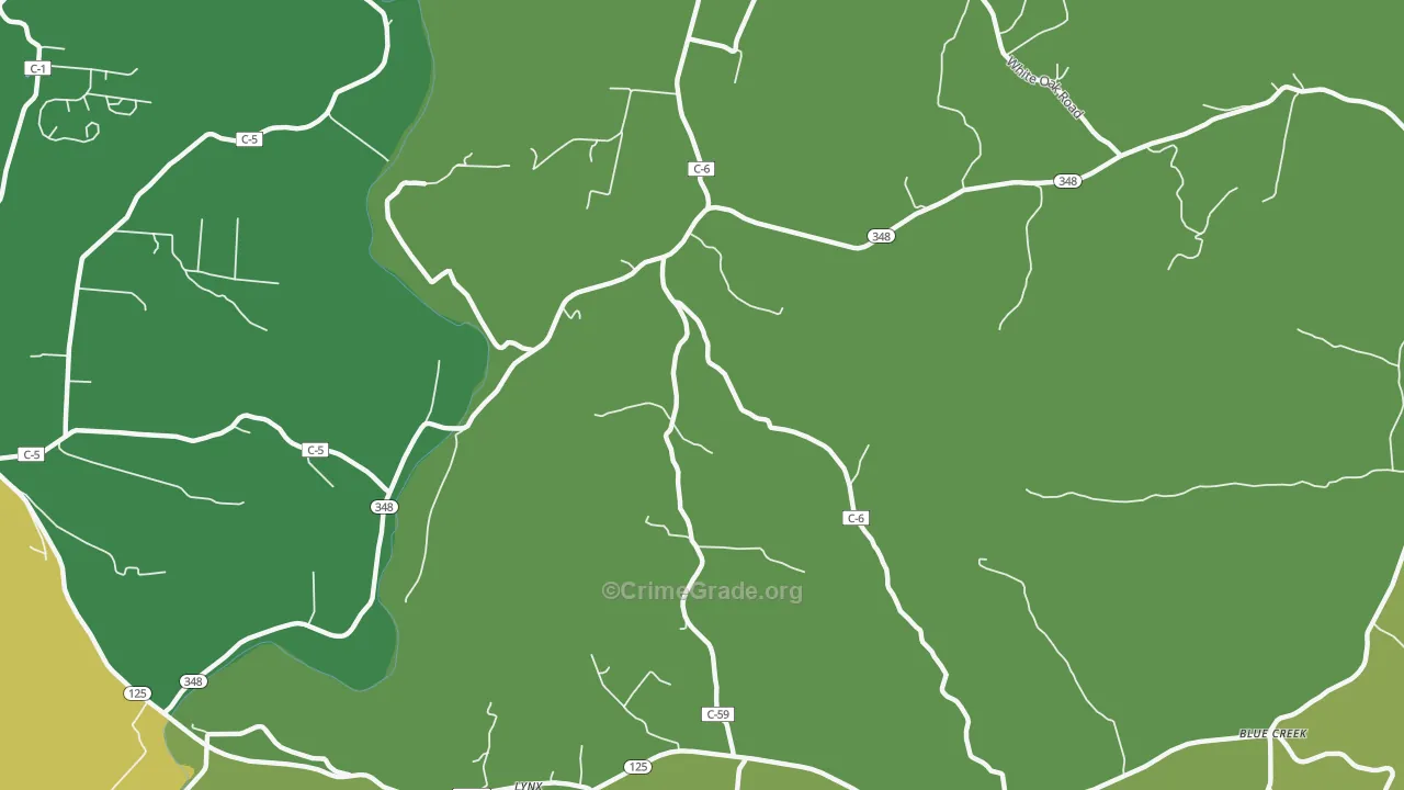 Cedar Mills, OH Map of Vehicle Theft Rates