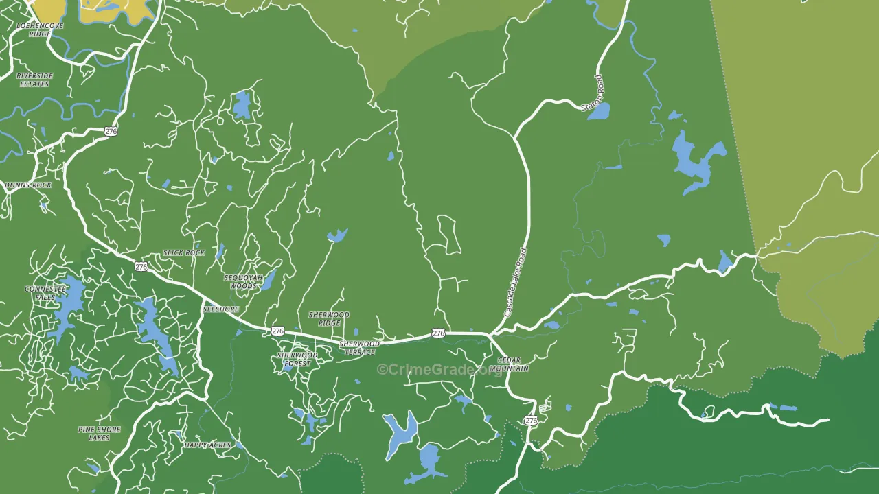 Cedar Mountain, NC Map of Vehicle Theft Rates
