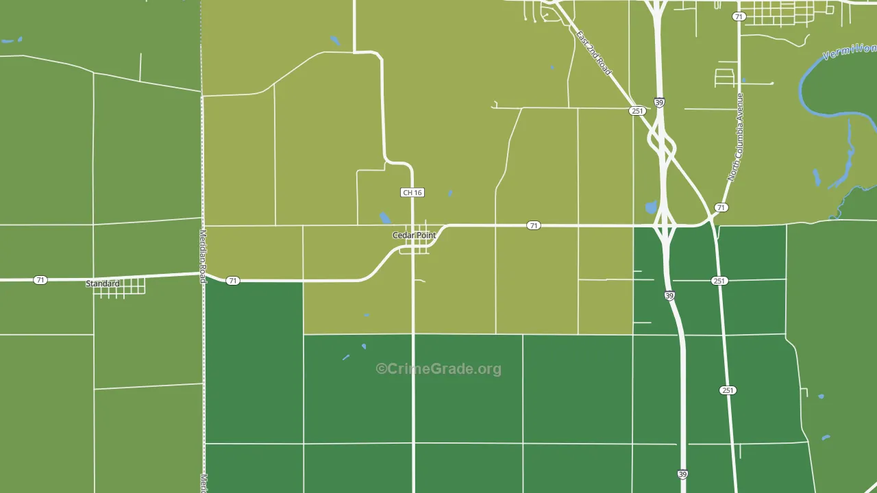Cedar Point, IL Map of Vehicle Theft Rates