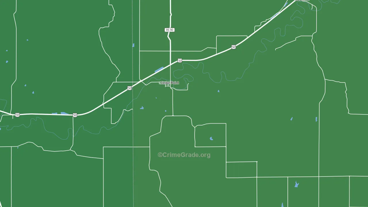Cedar Point, KS Map of Vehicle Theft Rates