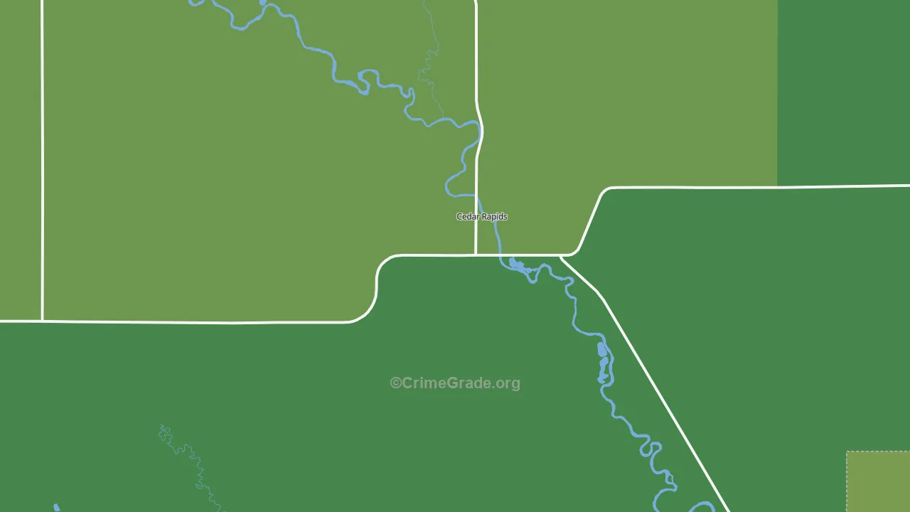 Cedar Rapids, NE Map of Vehicle Theft Rates
