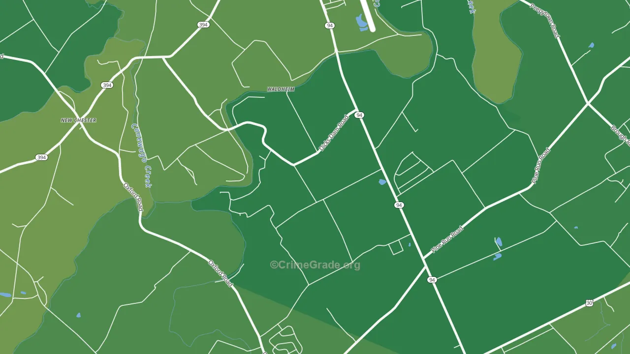 Cedar Ridge, PA Map of Vehicle Theft Rates