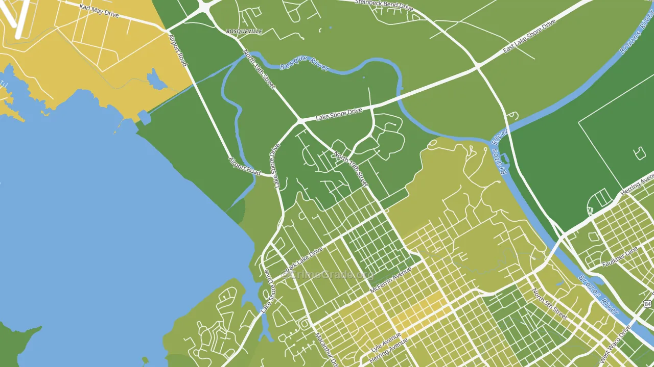 Cedar Ridge, Waco, TX Map of Vehicle Theft Rates