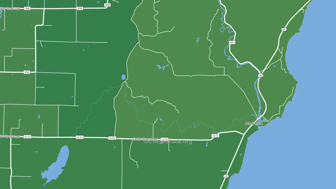 Cedar River, MI Map of Vehicle Theft Rates