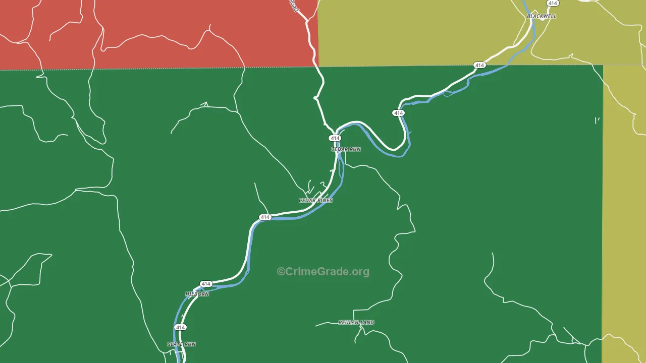 Cedar Run, PA Map of Vehicle Theft Rates