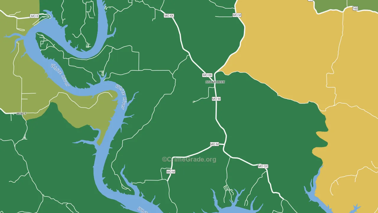 Cedarcreek, MO Map of Vehicle Theft Rates