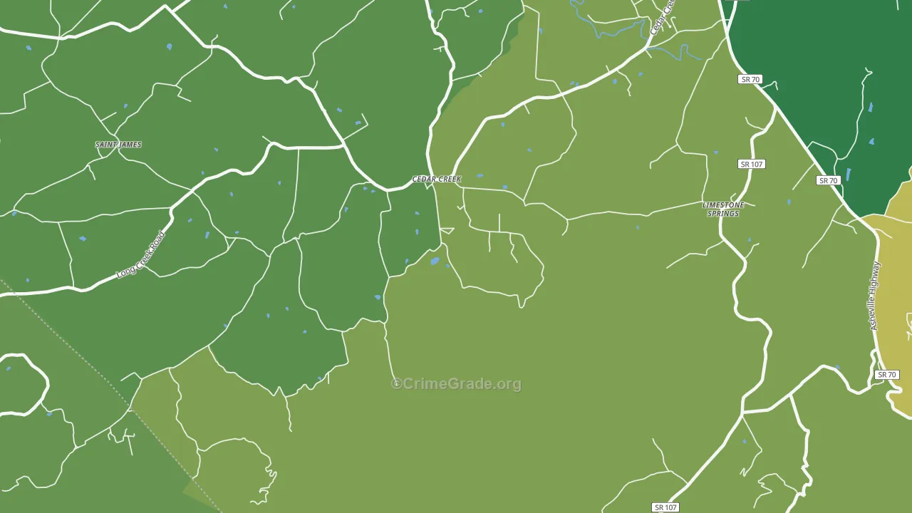 Cedarcreek, TN Map of Vehicle Theft Rates