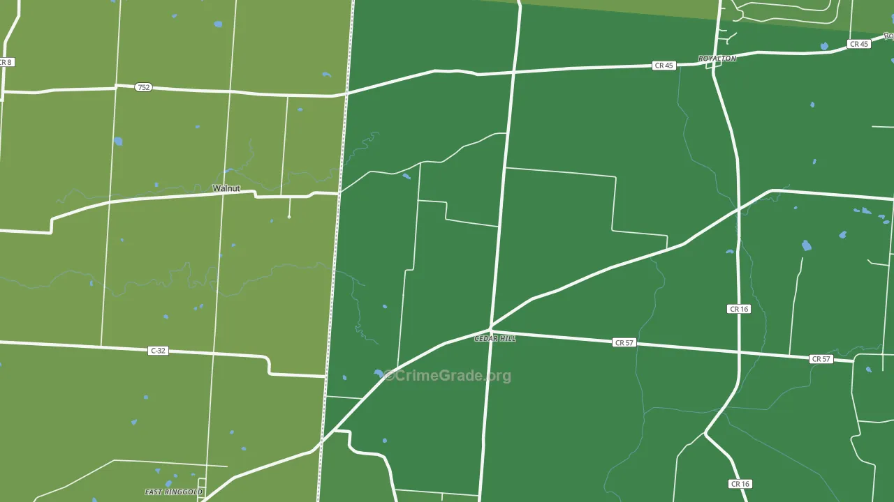 Cedarhill, OH Map of Vehicle Theft Rates