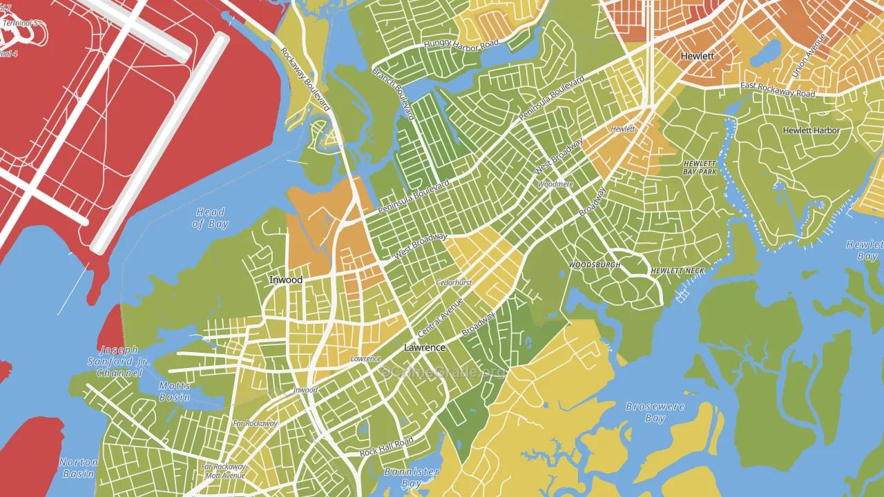 Cedarhurst, NY Map of Vehicle Theft Rates