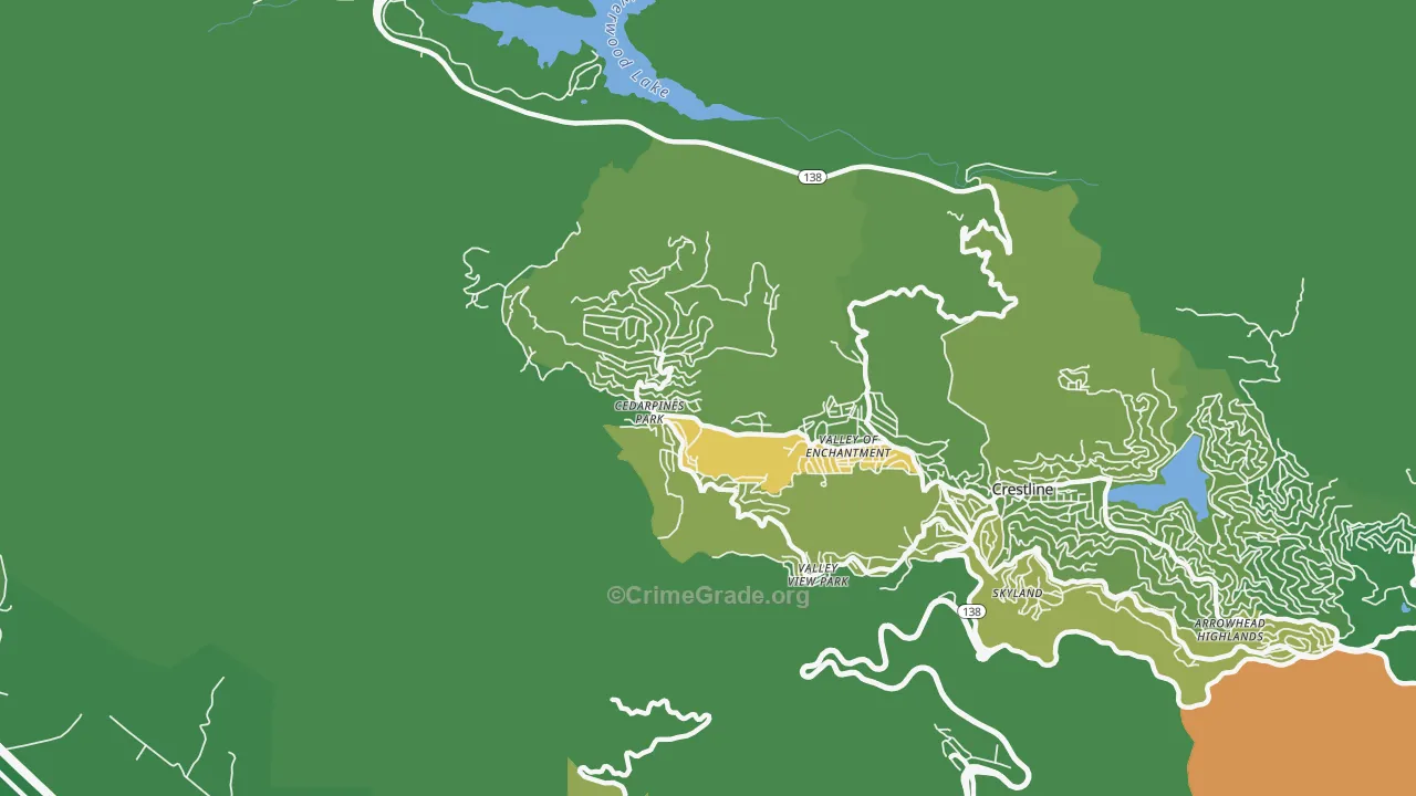 Cedarpines Park, CA Map of Vehicle Theft Rates