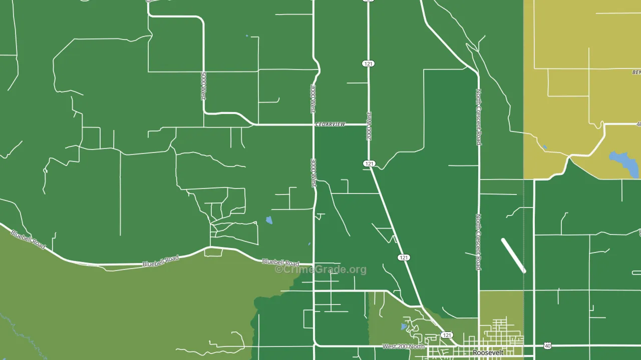 Cedarview, UT Map of Vehicle Theft Rates