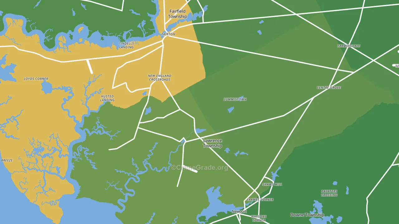 Cedarville, NJ Map of Vehicle Theft Rates