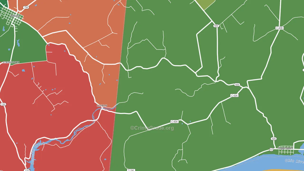 Cedron, OH Map of Vehicle Theft Rates