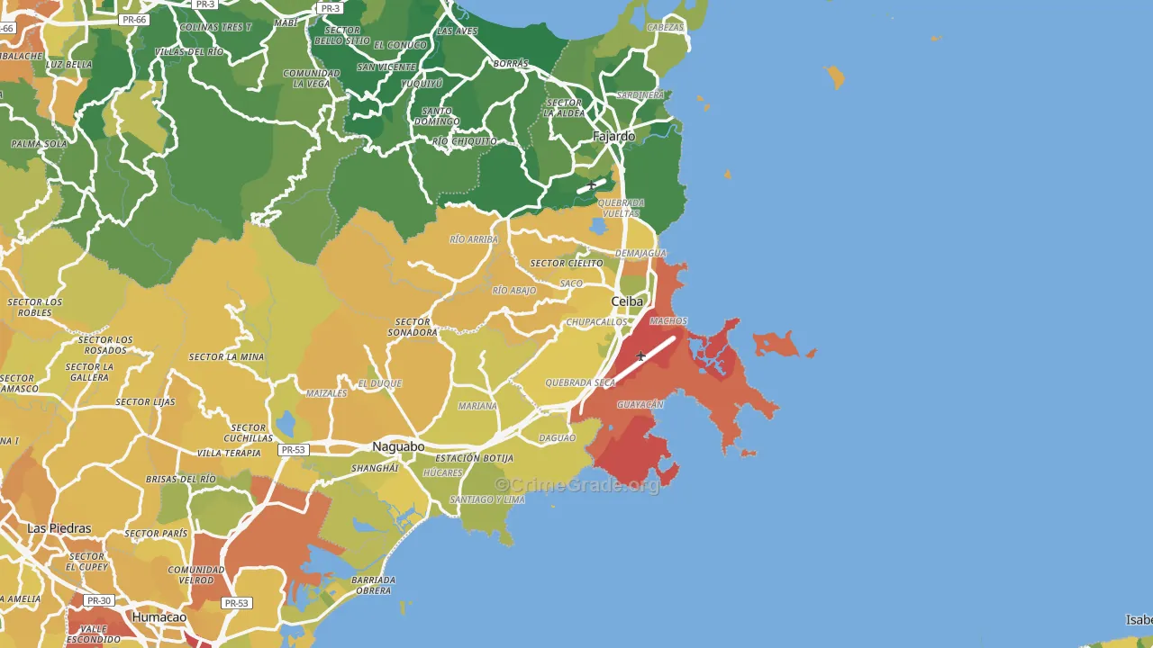 Ceiba, PR Map of Vehicle Theft Rates