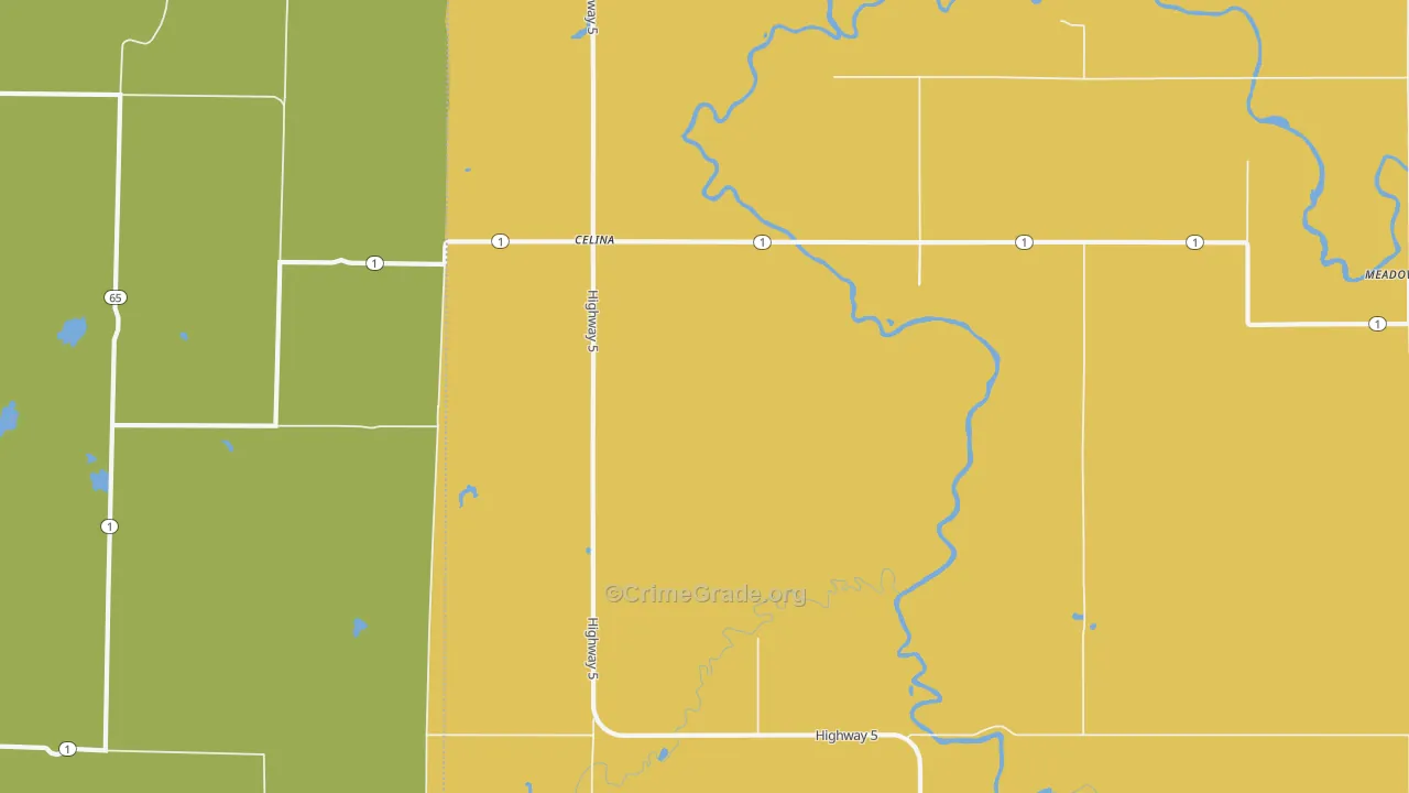 Celina, MN Map of Vehicle Theft Rates