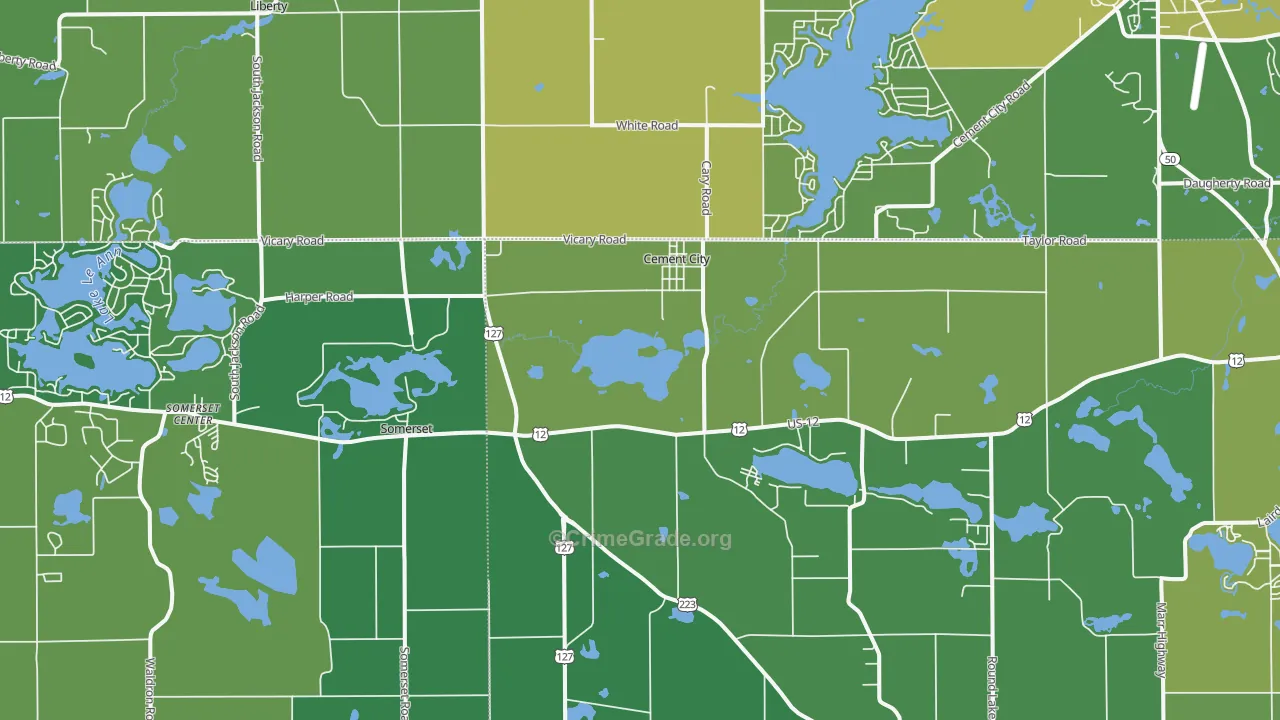 Cement City, MI Map of Vehicle Theft Rates