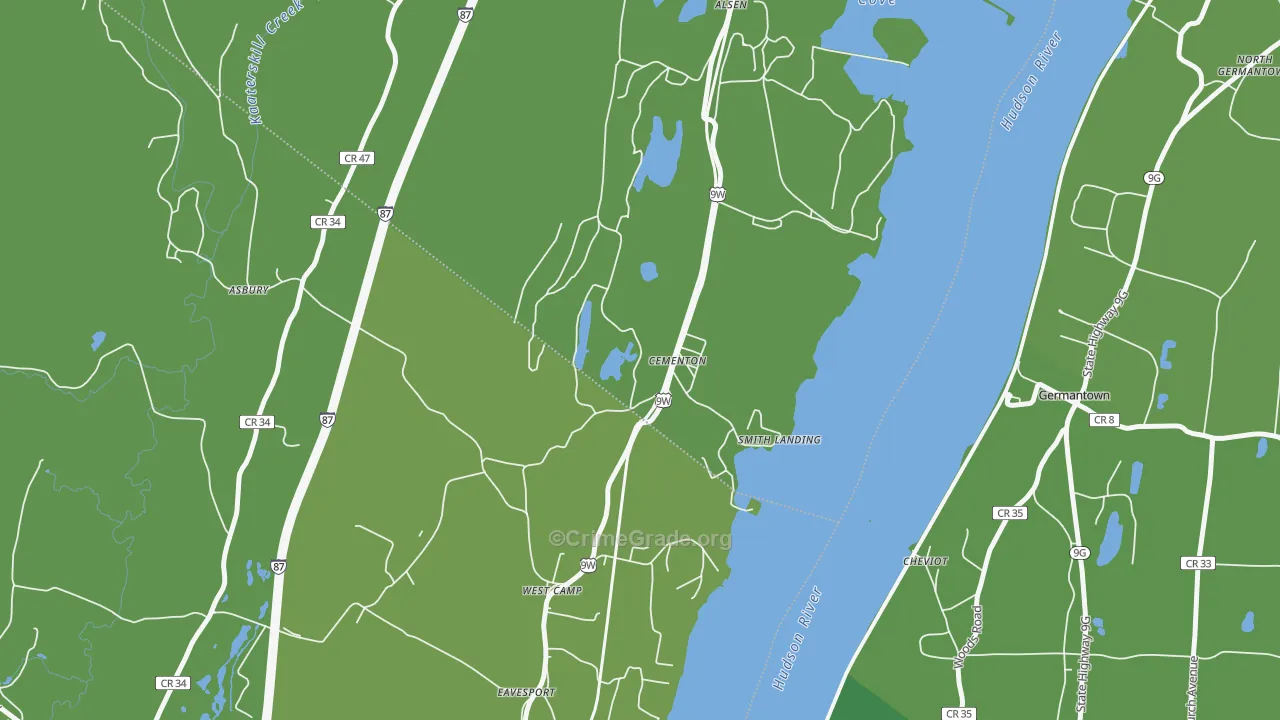 Cementon, NY Map of Vehicle Theft Rates