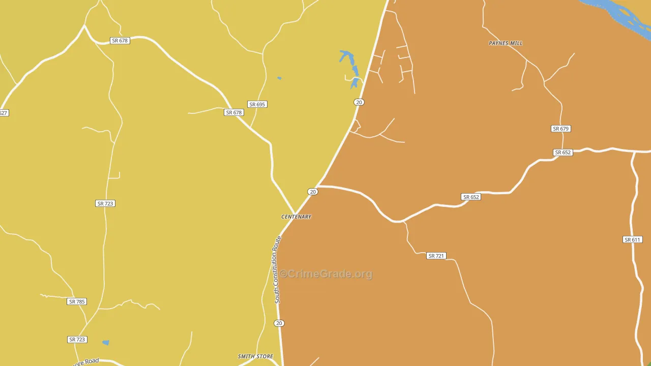 Centenary, VA Map of Vehicle Theft Rates