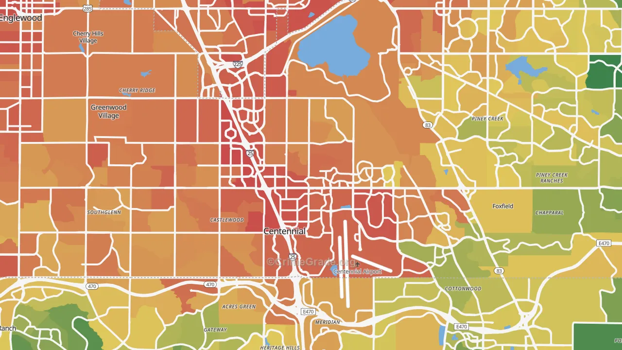 Centennial, CO Map of Vehicle Theft Rates