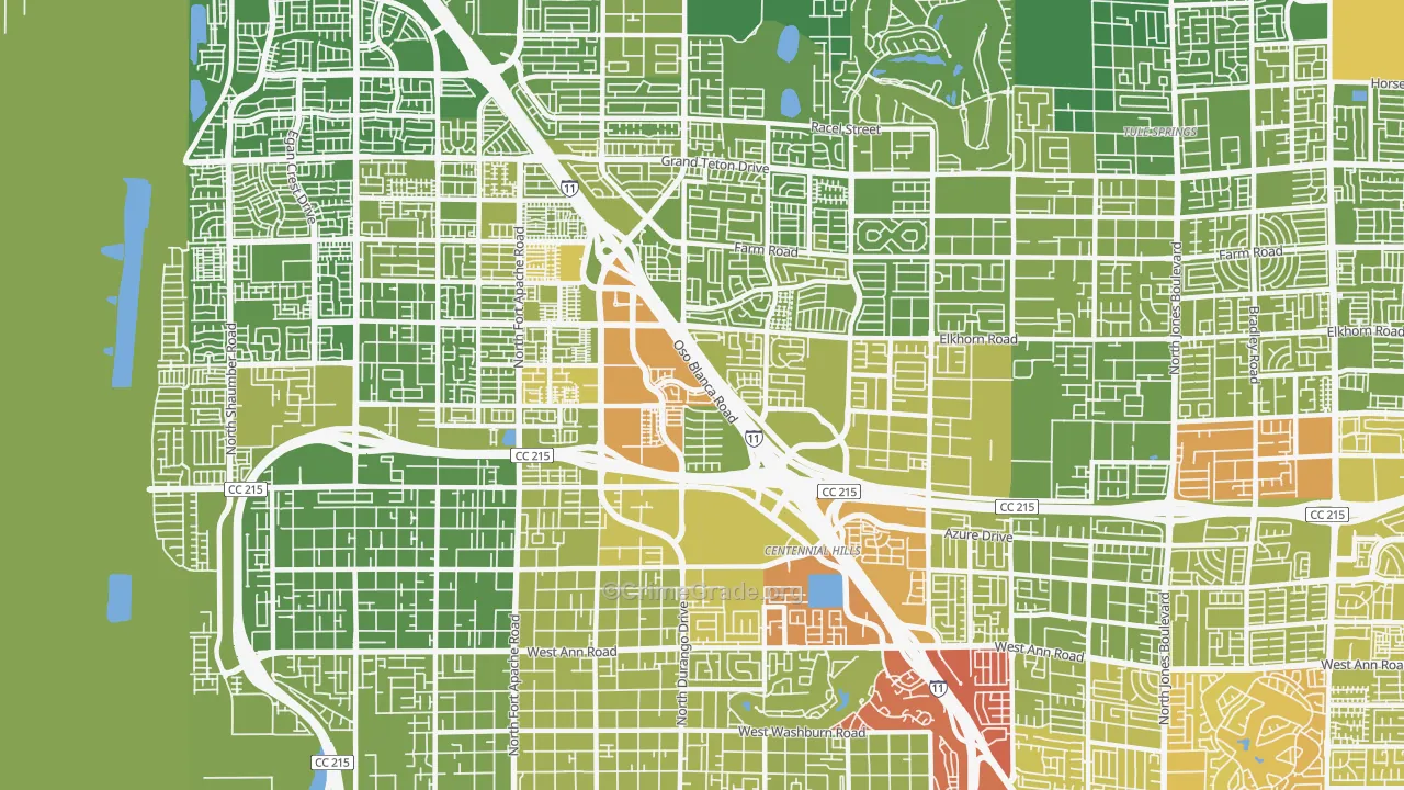 Centennial Hills, Las Vegas, NV Map of Vehicle Theft Rates