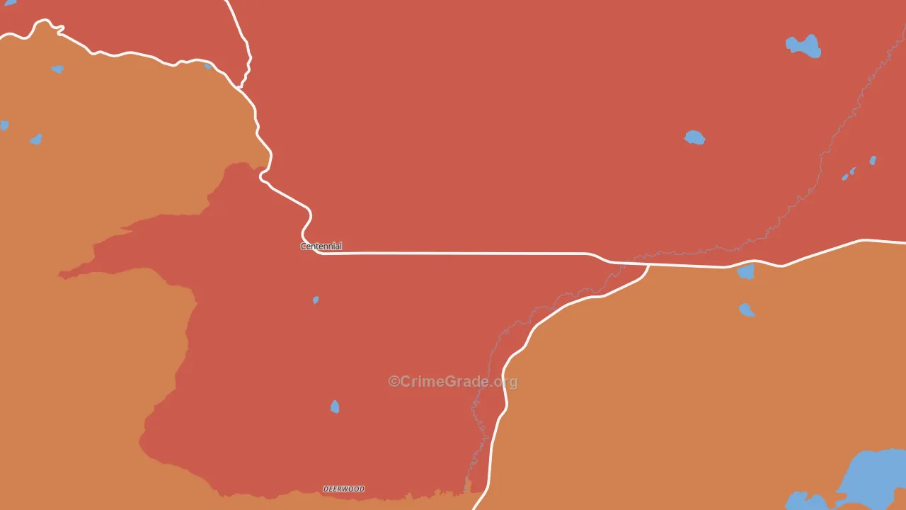 Centennial, WY Map of Vehicle Theft Rates