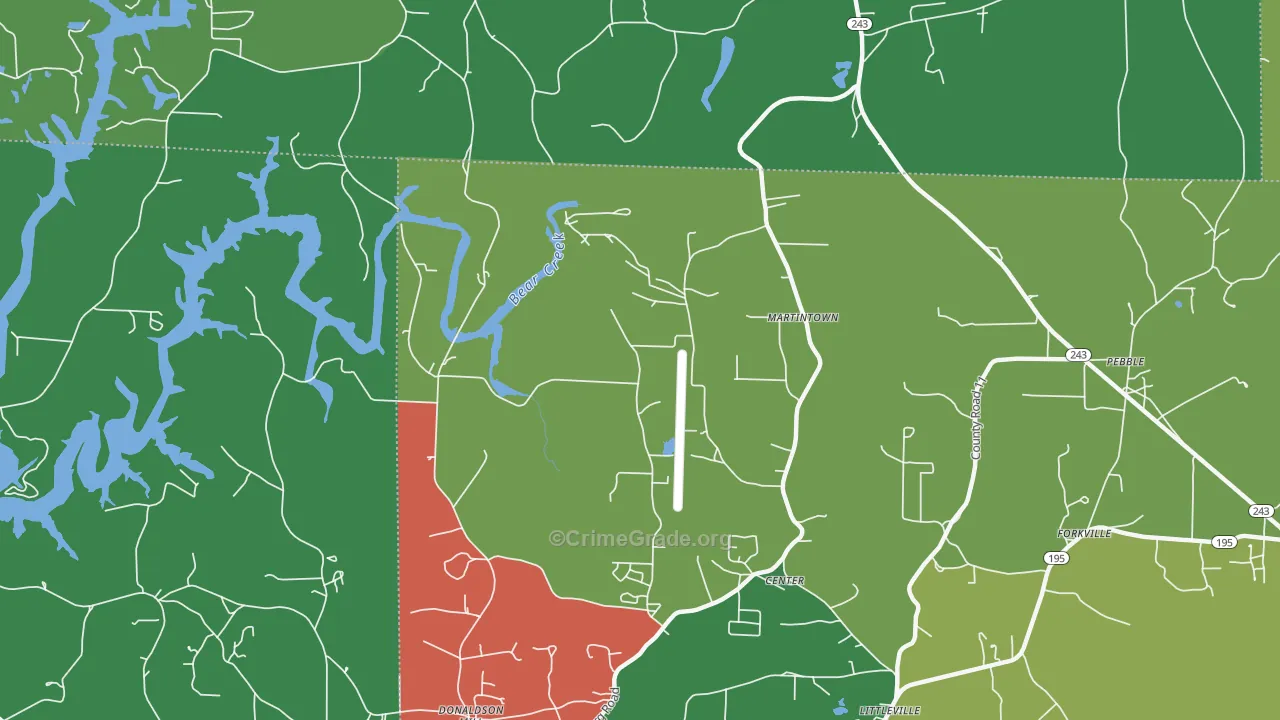 Center, AL Map of Vehicle Theft Rates