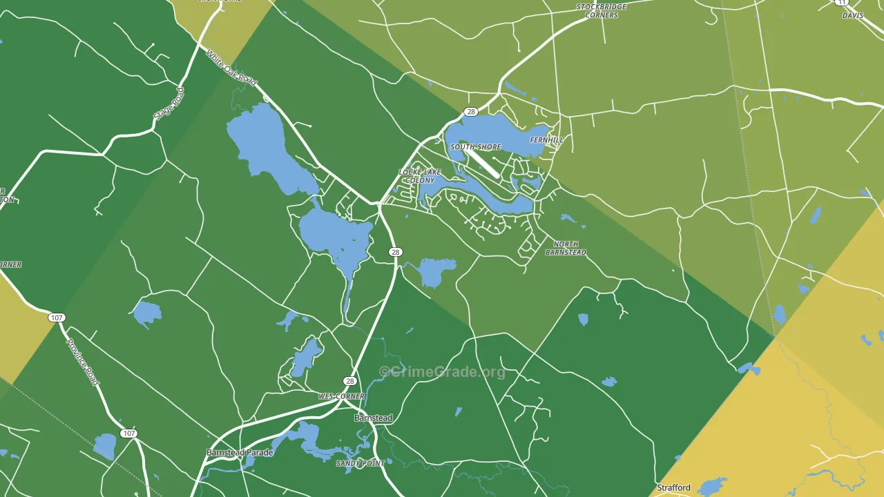 Center Barnstead, NH Map of Vehicle Theft Rates