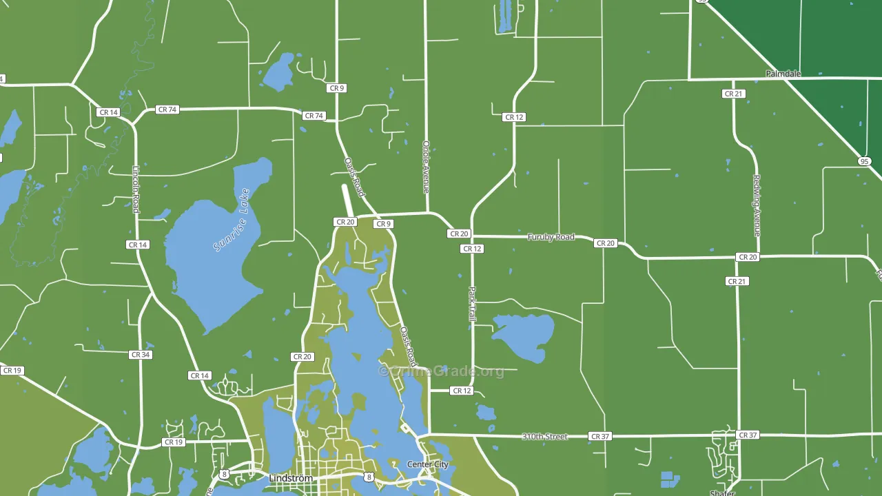 Center City, MN Map of Vehicle Theft Rates