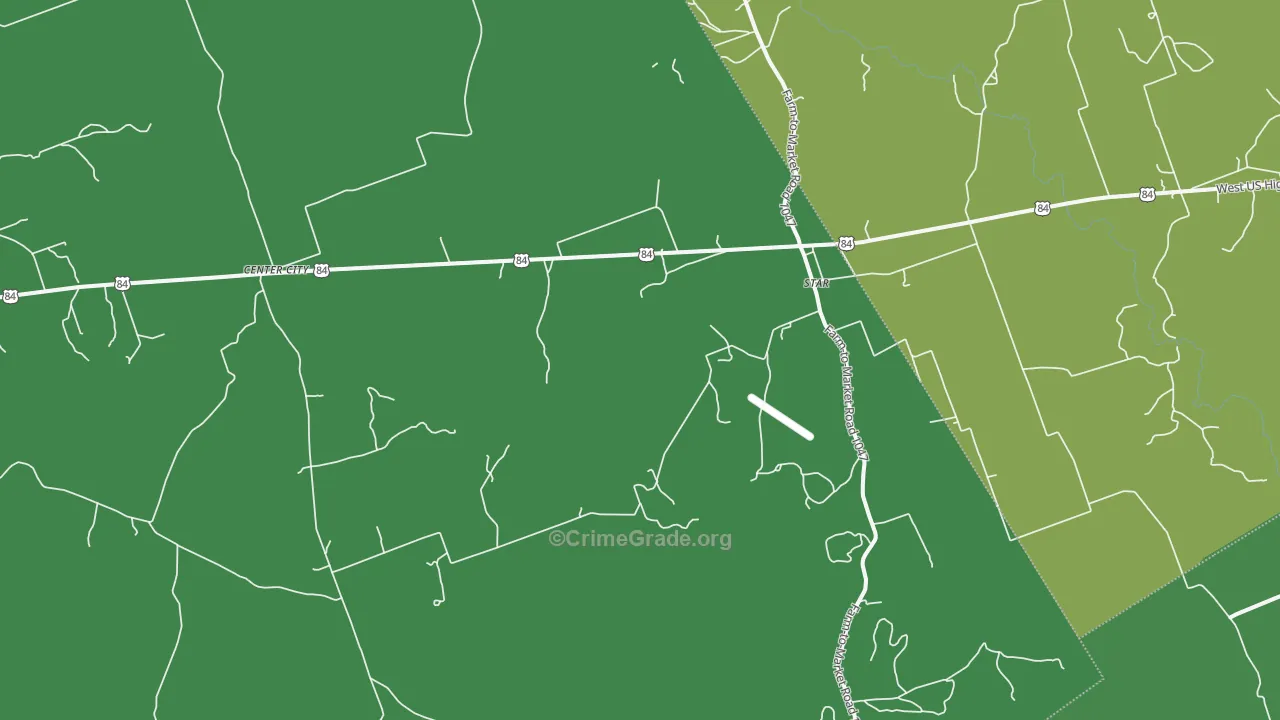 Center City, TX Map of Vehicle Theft Rates