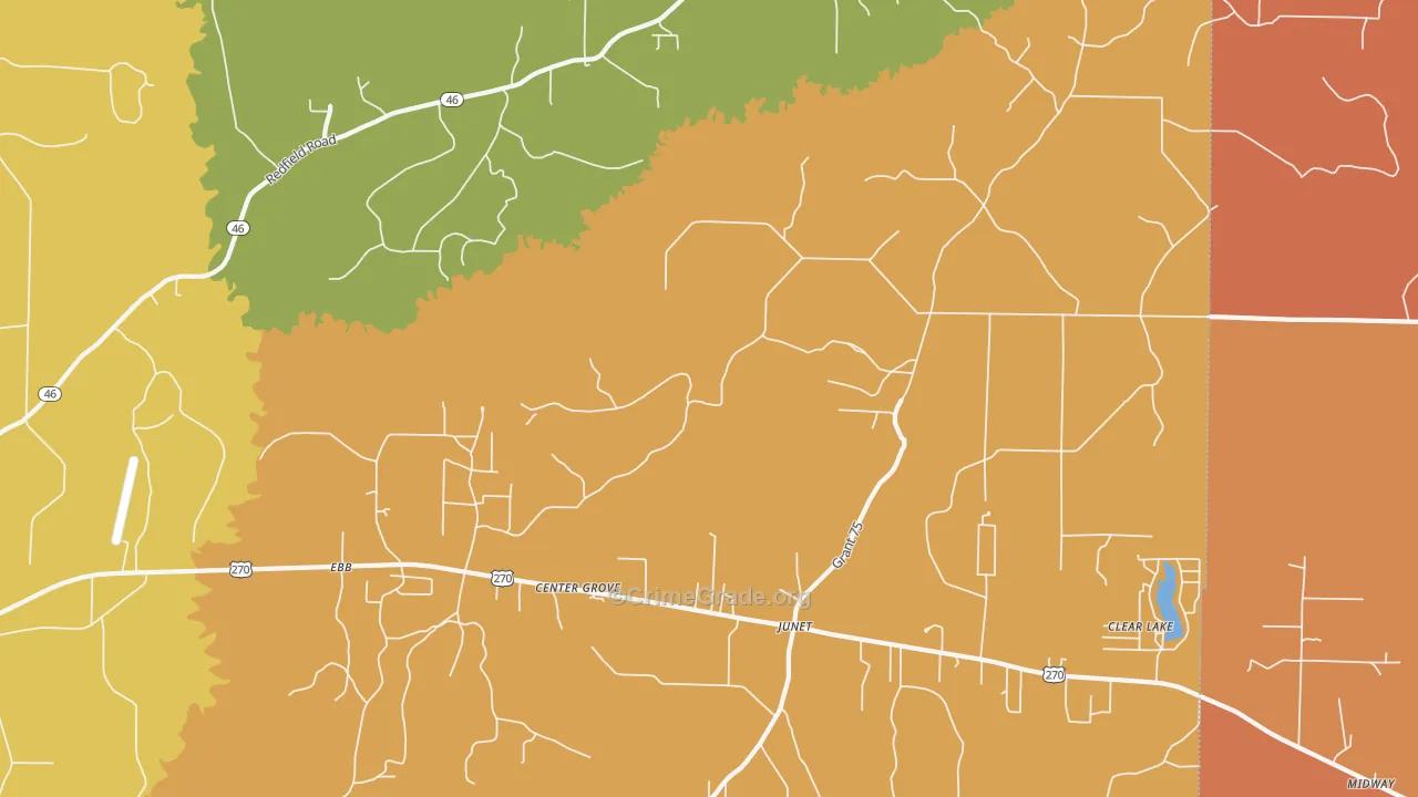 Center Grove, AR Map of Vehicle Theft Rates