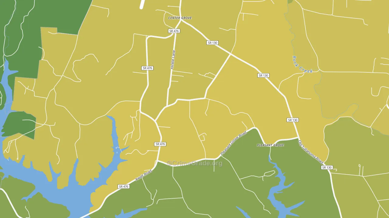 Center Grove, TN Map of Vehicle Theft Rates