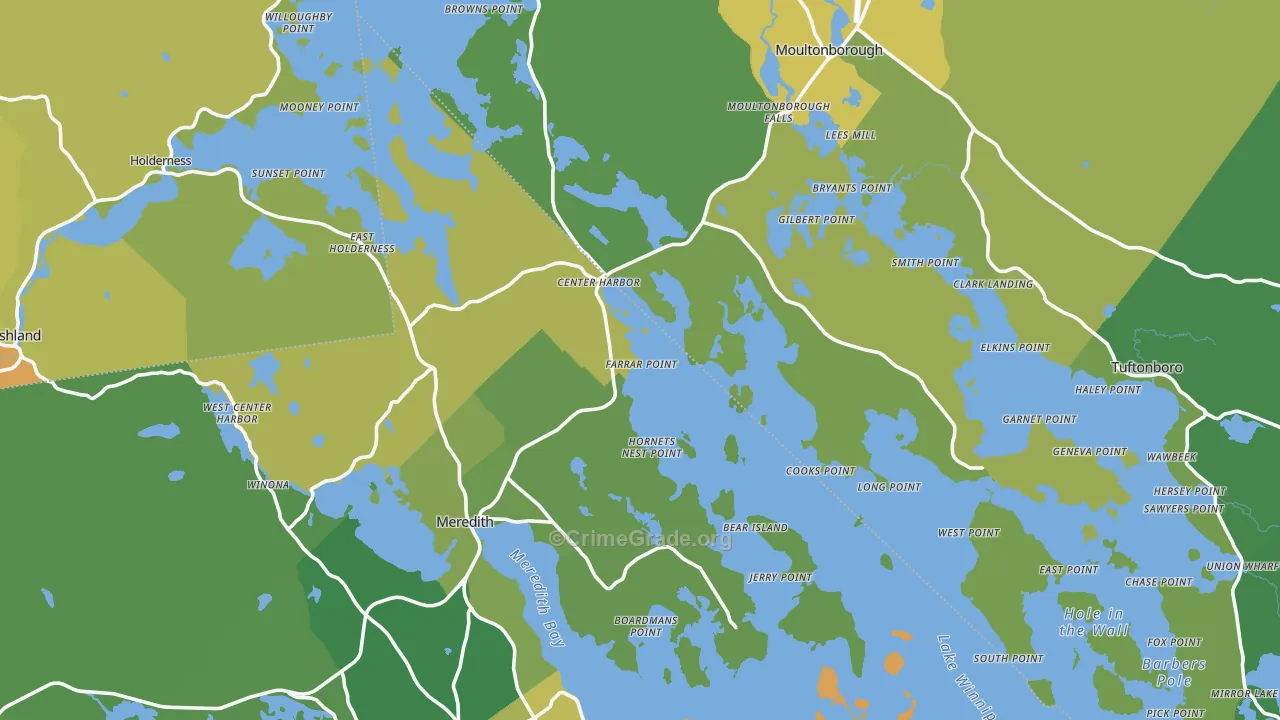 Center Harbor, NH Map of Vehicle Theft Rates