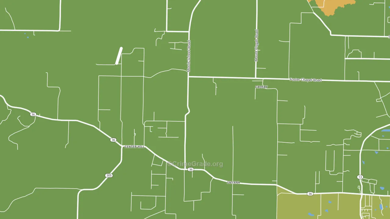 Center Hill, AR Map of Vehicle Theft Rates