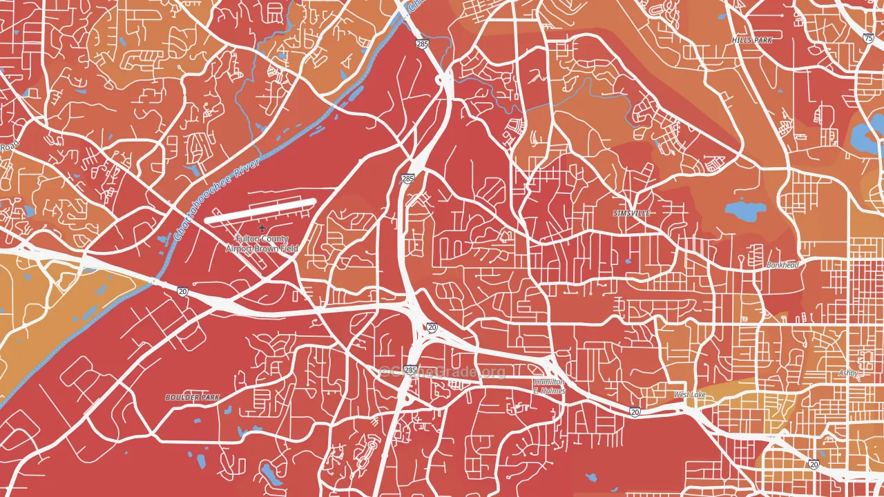 Center Hill, Atlanta, GA Map of Vehicle Theft Rates