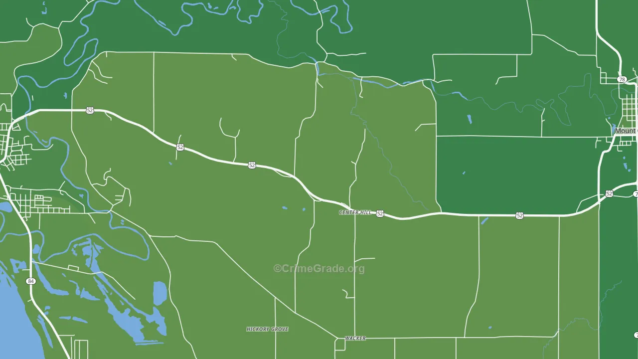 Center Hill, IL Map of Vehicle Theft Rates