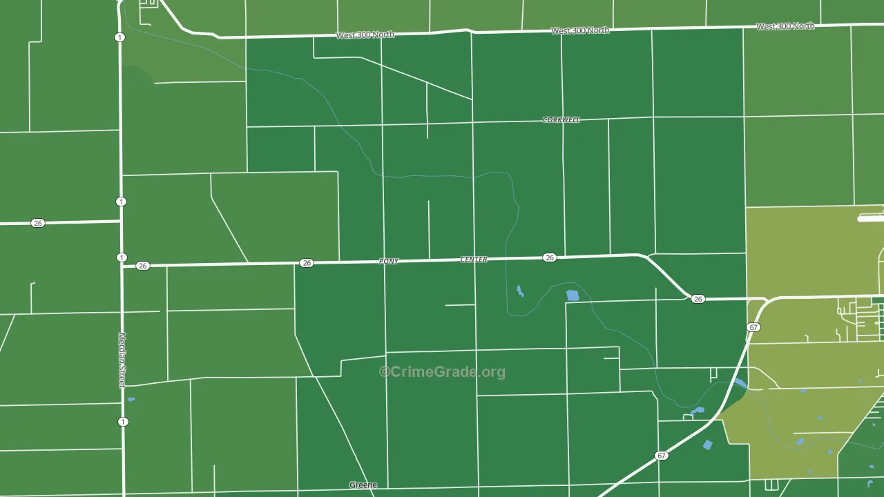 Center, IN Map of Vehicle Theft Rates