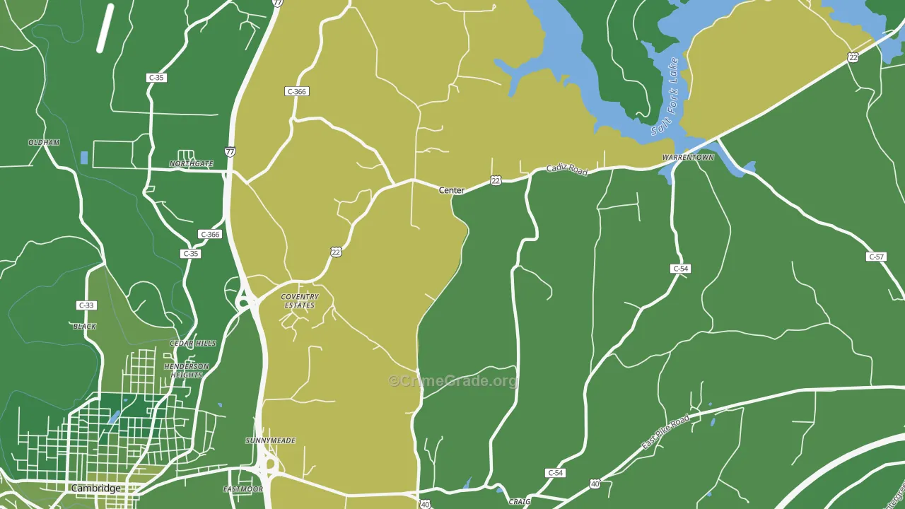 Center, OH Map of Vehicle Theft Rates