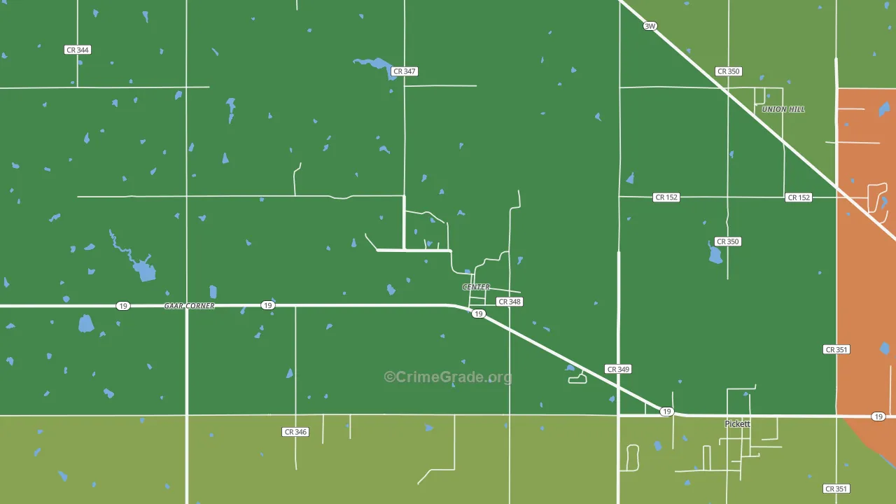 Center, OK Map of Vehicle Theft Rates