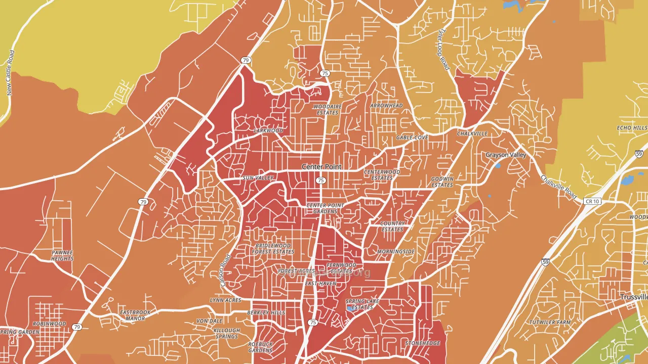Center Point, AL Map of Vehicle Theft Rates