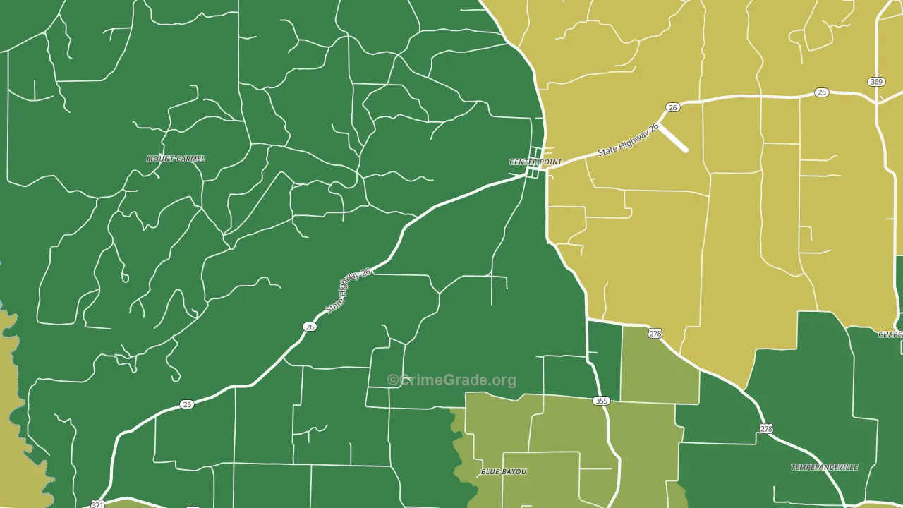 Center Point, AR Map of Vehicle Theft Rates