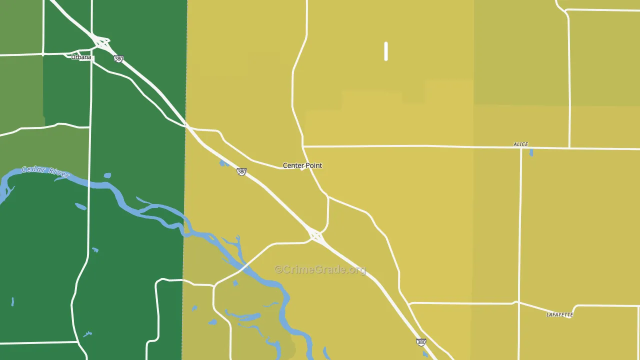 Center Point, IA Map of Vehicle Theft Rates