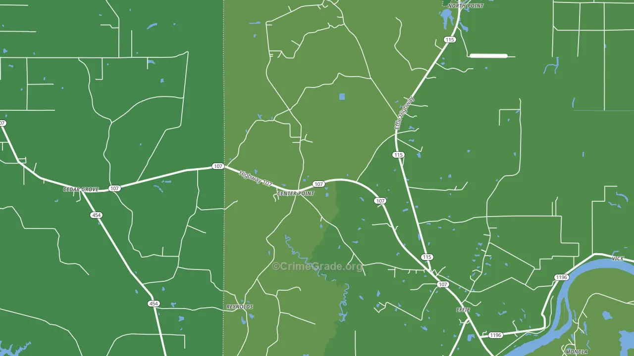 Center Point, LA Map of Vehicle Theft Rates
